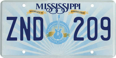 MS license plate ZND209