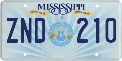 MS license plate ZND210