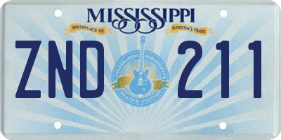 MS license plate ZND211