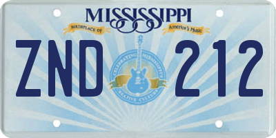MS license plate ZND212