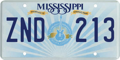 MS license plate ZND213