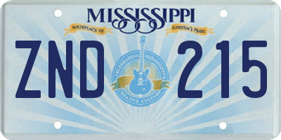 MS license plate ZND215