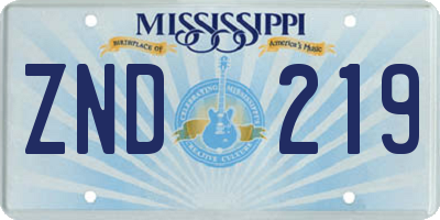 MS license plate ZND219