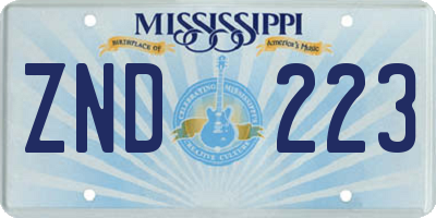 MS license plate ZND223