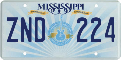 MS license plate ZND224