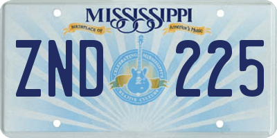 MS license plate ZND225