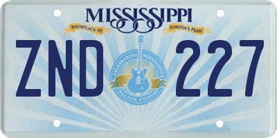 MS license plate ZND227