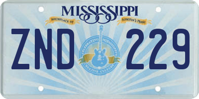 MS license plate ZND229