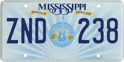 MS license plate ZND238