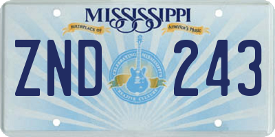 MS license plate ZND243