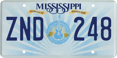 MS license plate ZND248