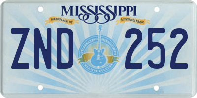 MS license plate ZND252