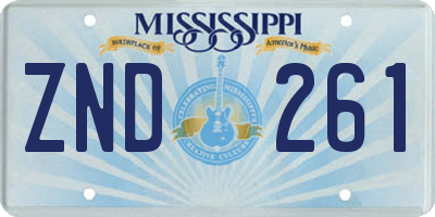 MS license plate ZND261