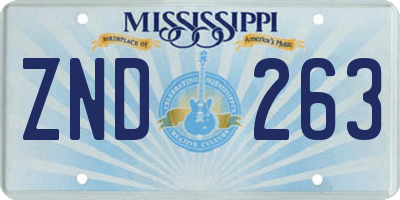 MS license plate ZND263