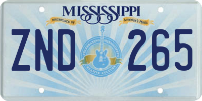 MS license plate ZND265