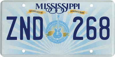 MS license plate ZND268