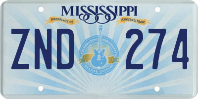 MS license plate ZND274