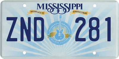 MS license plate ZND281