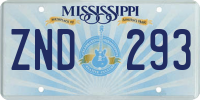 MS license plate ZND293