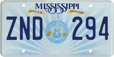 MS license plate ZND294