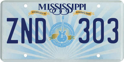 MS license plate ZND303