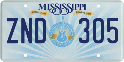 MS license plate ZND305