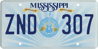 MS license plate ZND307