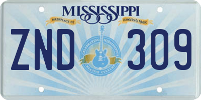 MS license plate ZND309