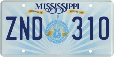 MS license plate ZND310