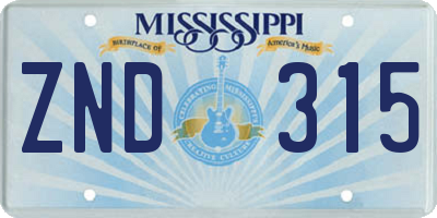 MS license plate ZND315