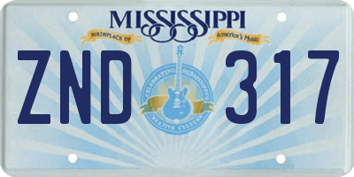 MS license plate ZND317