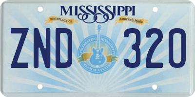 MS license plate ZND320