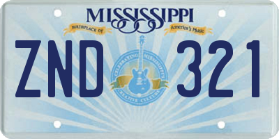 MS license plate ZND321