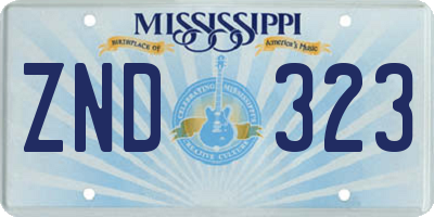 MS license plate ZND323
