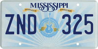 MS license plate ZND325
