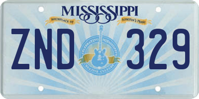 MS license plate ZND329