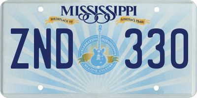 MS license plate ZND330