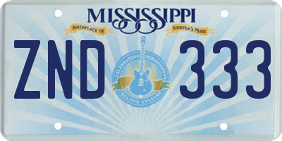 MS license plate ZND333