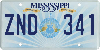 MS license plate ZND341