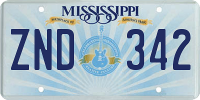 MS license plate ZND342
