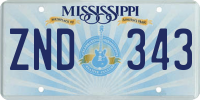 MS license plate ZND343