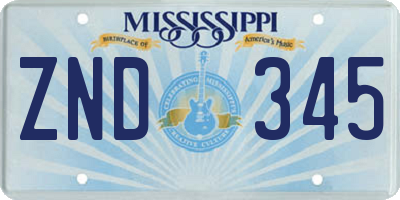 MS license plate ZND345