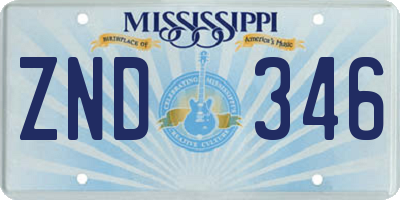 MS license plate ZND346