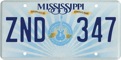 MS license plate ZND347