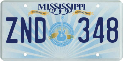 MS license plate ZND348