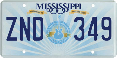 MS license plate ZND349