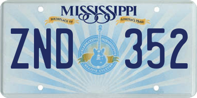 MS license plate ZND352
