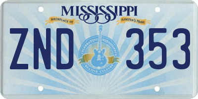 MS license plate ZND353