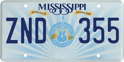 MS license plate ZND355