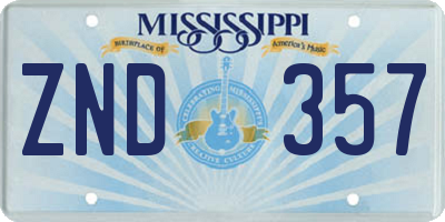 MS license plate ZND357